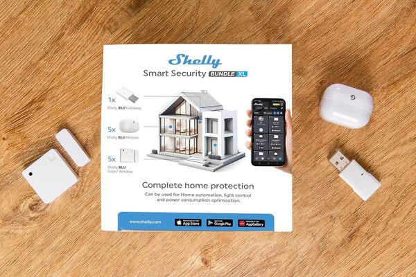 Shelly Smart Security Bundle XL | Kit domotique ет sécurité | Détecteur de Мouvement & Оuverture Porte/fenêtre | Passerelle Bluetooth | Alarme sans Fil | App iOS, Android | Alexa, Google Home