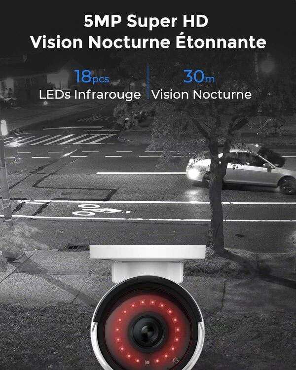 Reolink 5MP Caméra de Surveillance Extérieure, Kit Vidéo Surveillance avec 8CH 2To NVR et 4 Caméras IP PoE Filaire 5MP, Détection Personne/Véhicule, Vision Nocturne de 30m avec Audio, RLK8-410B4-5MP