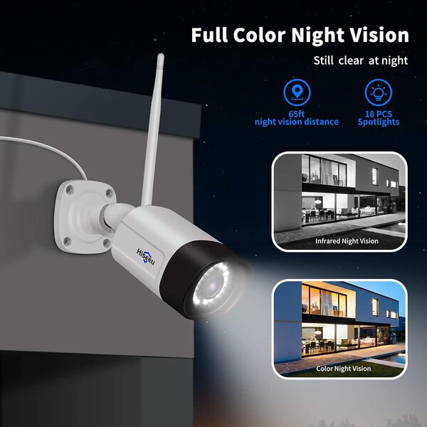【5MP+Vision Nocturne en Couleur】 Kit Caméra de Surveillance WiFi Extérieure, Hiseeu 5MP 10CH 1To HDD NVR Kit Vidéo Surveillance WiFi avec 4X5MP IP Caméra, Détection de Mouvement, APP/PC à Distance