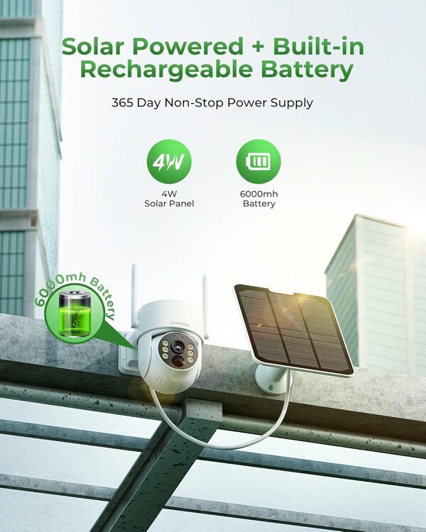 Camcamp Kit Camera Surveillance WiFi Solaire avec 10