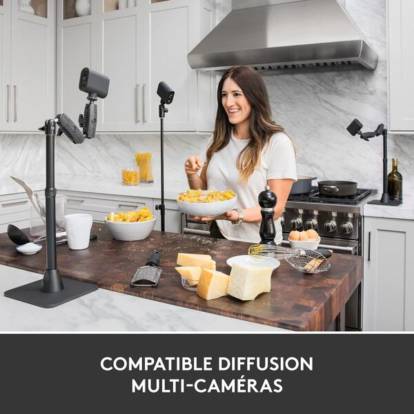 Logitech for Creators Mevo Start Pack de 3 caméras, Caméra Live Streaming Sans Fil, diffusion en direct multi-caméra HD sans fil 1080p, contrôle intelligent des applications