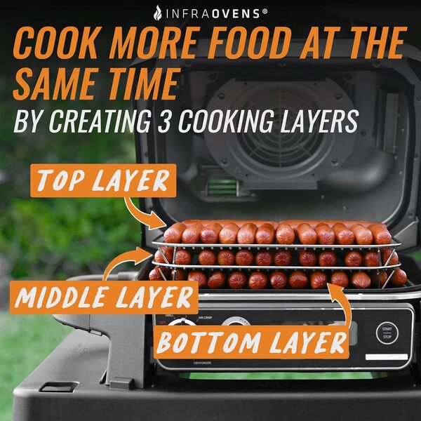 INFRAOVENS Ensemble de grille en acier inoxydable pour barbecue d'extérieur Ninja Woodfire Pro XL, Pro Connect XL, OG850 OG951 avec guide de cuisson étanche, accessoire pour friteuse à air électrique
