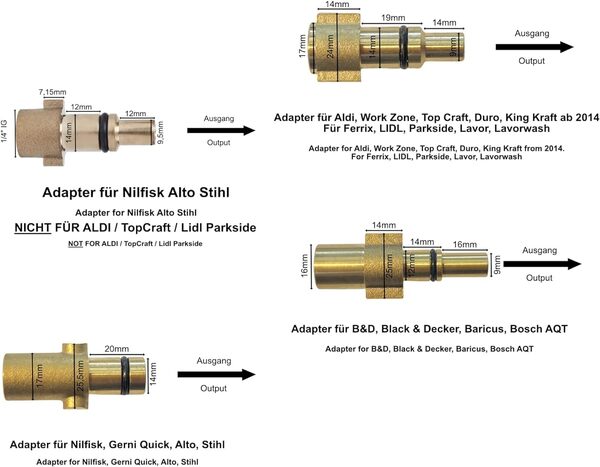 Tuyau de nettoyage 14 pièces pour Kärcher Kränzle NILFISK ALTO WAP HD HDS Parkside Black & Decker Bosch Lavor KEW Kinzo 1/8