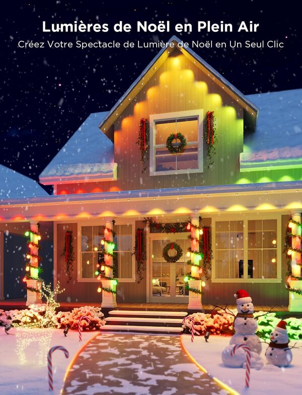 Govee Éclairage extérieur permanent RGBIC avec 72 modes de scène, plafonnier 108 LED de 45 m, étanche IP67, pour fête, jour de jeu, éclairage quotidien, fonctionne avec Alexa, Google Assistant