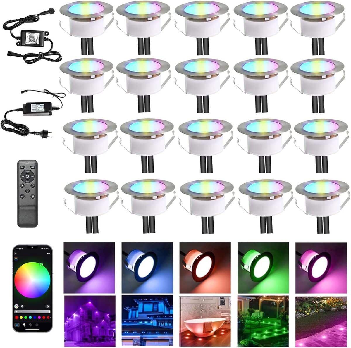 Test de la lampe encastrable Indarun RGBW IP67 pour extérieurs