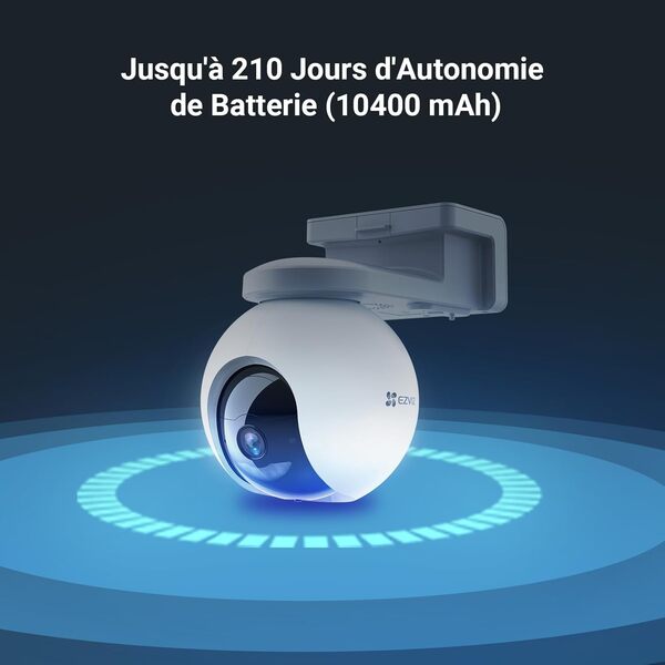 EZVIZ CB8 2K Camera Surveillance WiFi Extérieure sans Fil sur Batterie 10400mAh avec Suivi Auto, Détection de Personne, Vision Nocturne en Couleur, Audio Bidirectionnel, Défense Active, Type C