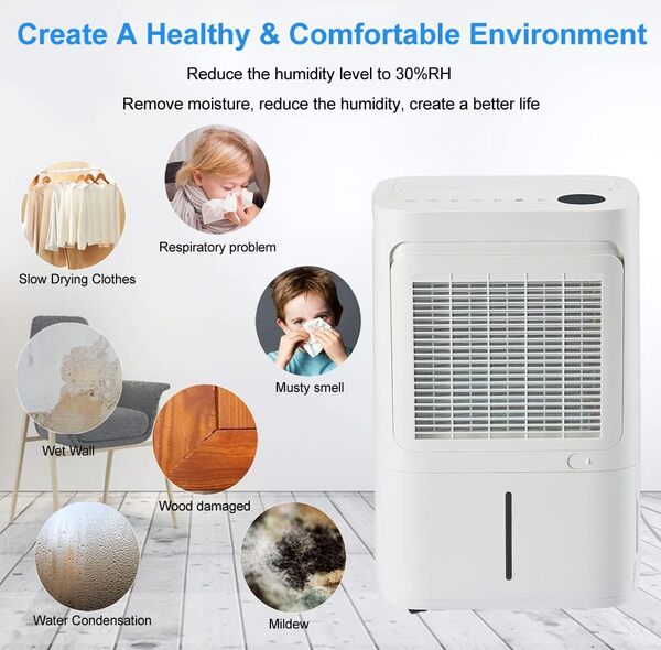 Greenmigo Déshumidificateur Connecté WiFi 25L/24h,Filtre HEPA,Sèchage du Linge,Panneau de contrôle Numérique,Drainage Continu,Minuterie,Réduit la Moisissure Condensation,l'humidité(ALPHA-Q25 Pro WiFi) [Classe énergétique A+++]