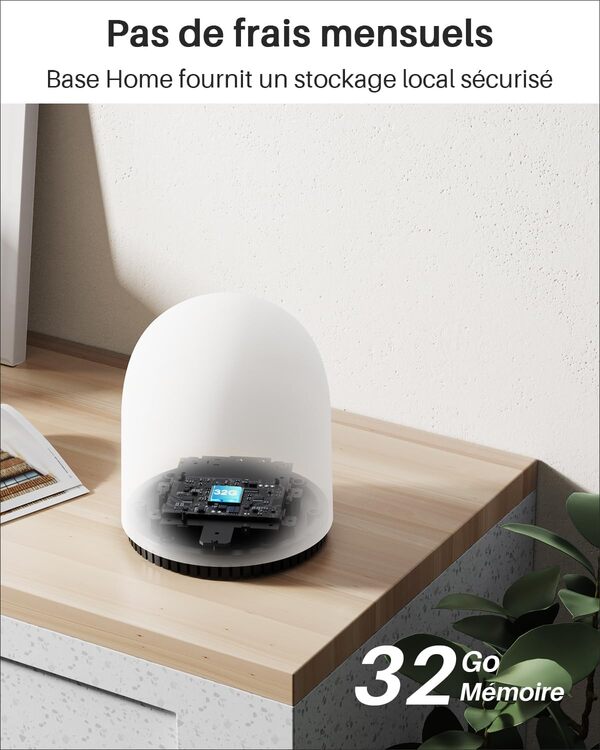 WUUK caméra Surveillance WiFi exterieure sans Fil 2K, Homebase + 4 caméras, Stockage de 32 Go, Pas de Frais mensuels, autonomie de 240 Jours, WiFi 2.4/5GHz, Compatible avec Alexa et Google