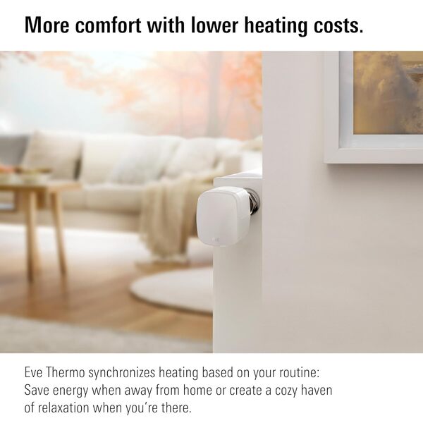 EVE Thermo (Matter) Lot de 4 vannes thermostatiques intelligentes, contrôle Automatique de la température, Amazon Alexa, Apple Home, Samsung SmartThings, Google Home, nécessite Thread Border Router