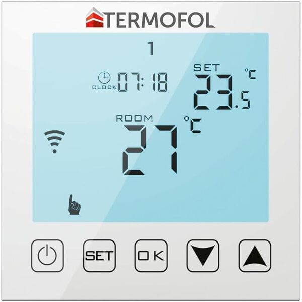 Termofol Tapis de Chauffage Sol + Thermostat Set - Surface 12 m² - Puissance 150W/m2 - Chauffage au Sol Electrique avec Thermostat WiFi - Plancher Tapis Chauffant Electrique [Classe énergétique A]