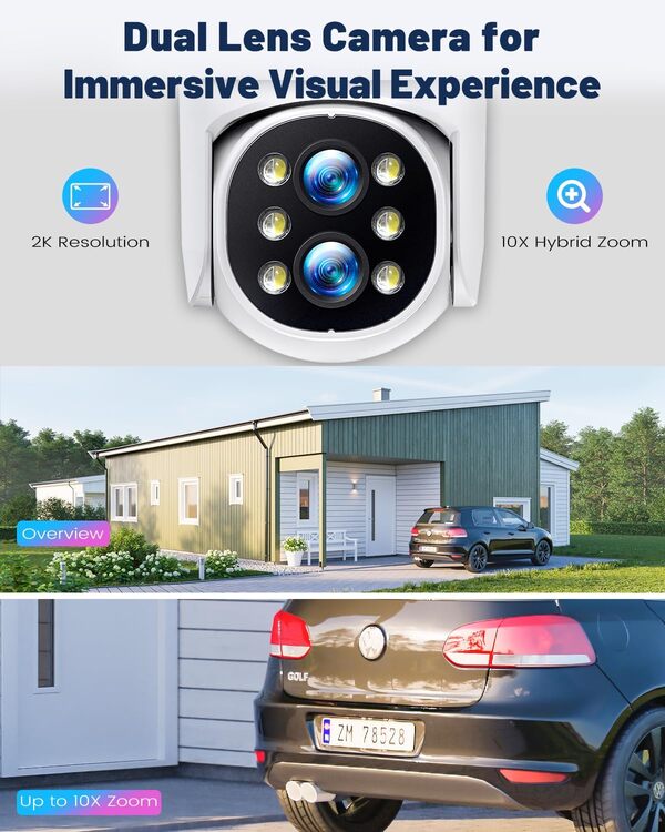 CAMCAMP PTZ Kit Caméra de Surveillance WiFi avec 10