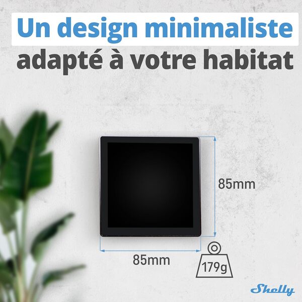 Shelly Wall Display - Noir | Panneau de contrôle pour maison intelligente avec interrupteur de relais | Écran tactile |Alexa, Google Home | App iOS Android | Capteur température, humidité & LUX