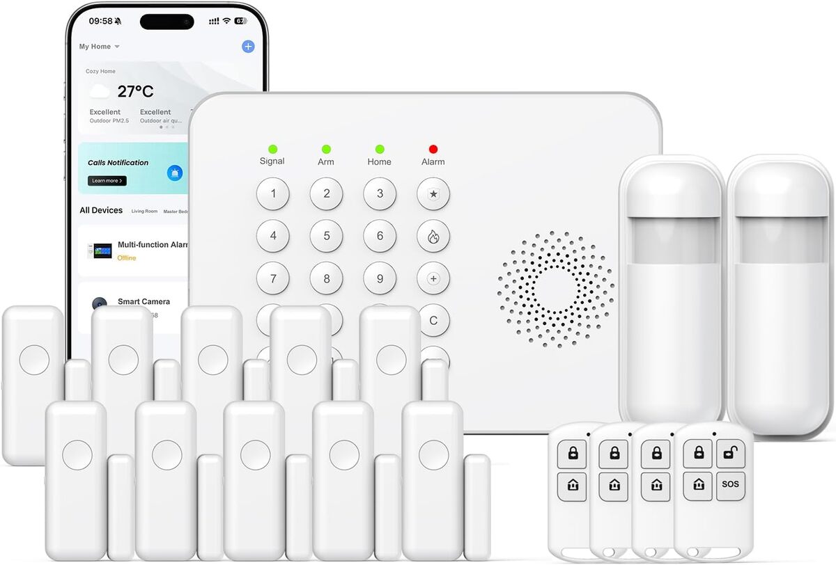 Test : alarme maison sans fil WiFi 4G - kit 17 pcs extensible et compatible Alexa