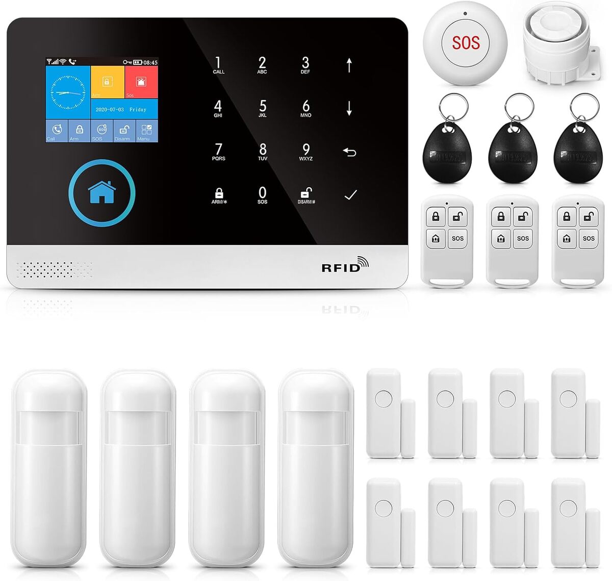 Test du système d'alarme sans fil WiFi GSM : sécurité domestique complète en 21 pièces