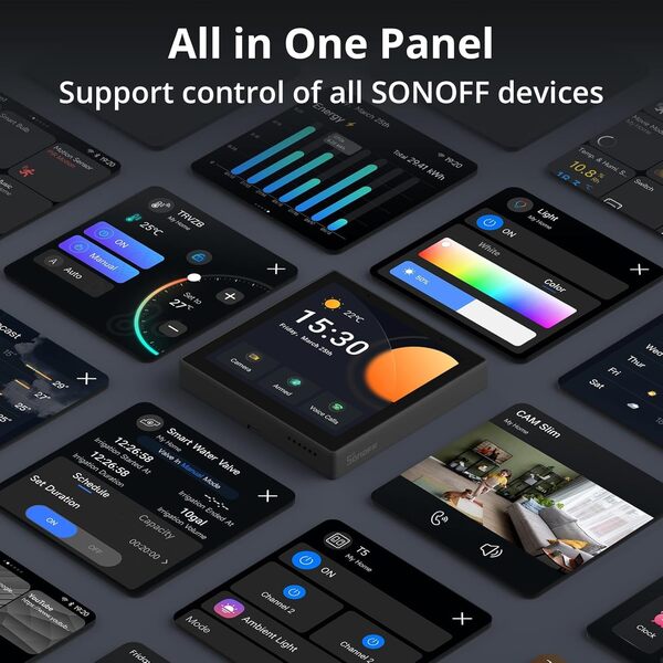 SONOFF NSPanel Pro Panneau de Contrôle pour Maison Intelligente, Hub Zigbee 3.0 Intégré, Thermostat sans Fil, Contrôle App (Gris Foncé)
