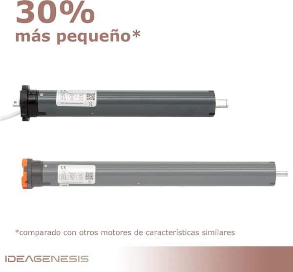 Moteur tubulaire ultra-court pour volets roulants. Moteur mécanique de 10 Nm de puissance pour petites fenêtres. Intégrable avec systèmes domotiques traditionnels (court)