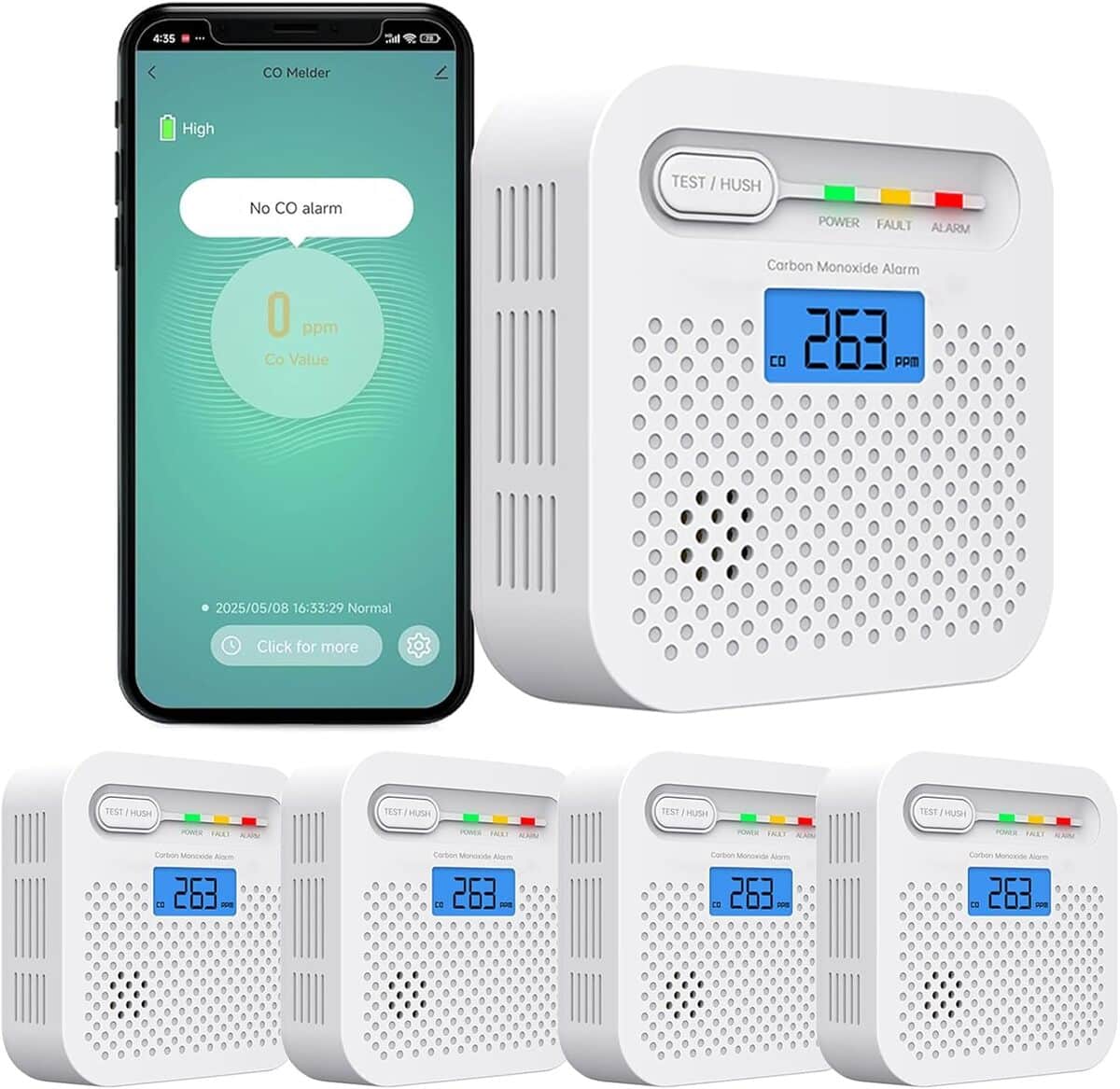 Test : détecteur de CO WiFi 10 ans avec écran - pack de 4