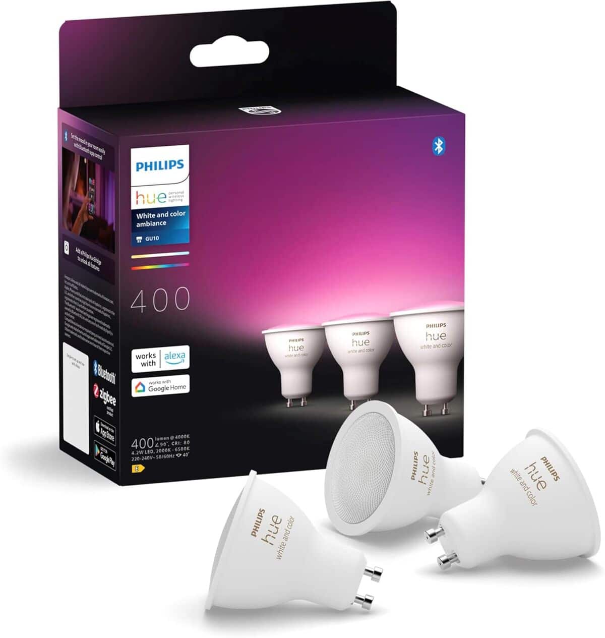 Test ampoules LED Philips Hue White & Color pack de 3 GU10