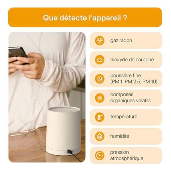 Découvrez le capteur radon et COV connecté Radoff Sense pour surveiller la qualité de l'air de votre maison en temps réel. 