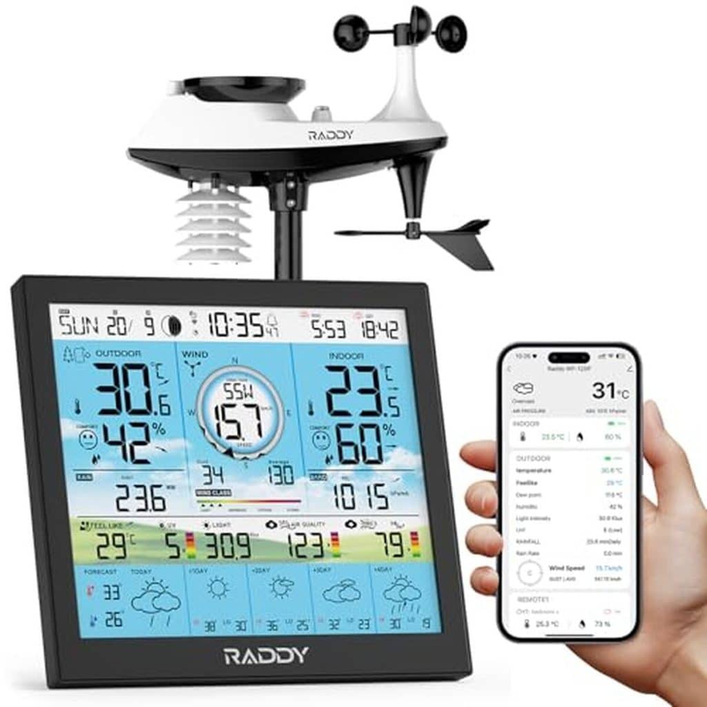 Test de la station météo raddy wf-120p avec écran couleur et capteur 7-en-1